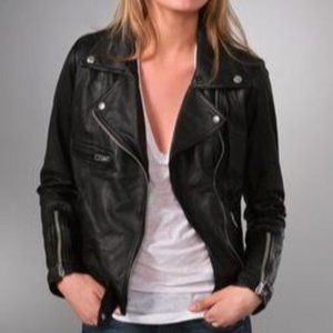 New SWORD 6644 Novara Black Distressed Leather Zipped Biker Moto Jacket